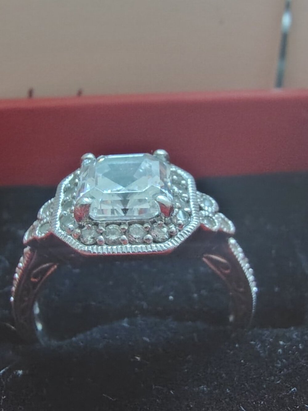 Bridal Set CZ Square Cut With Intricate Detail - Picture 2 of 9
